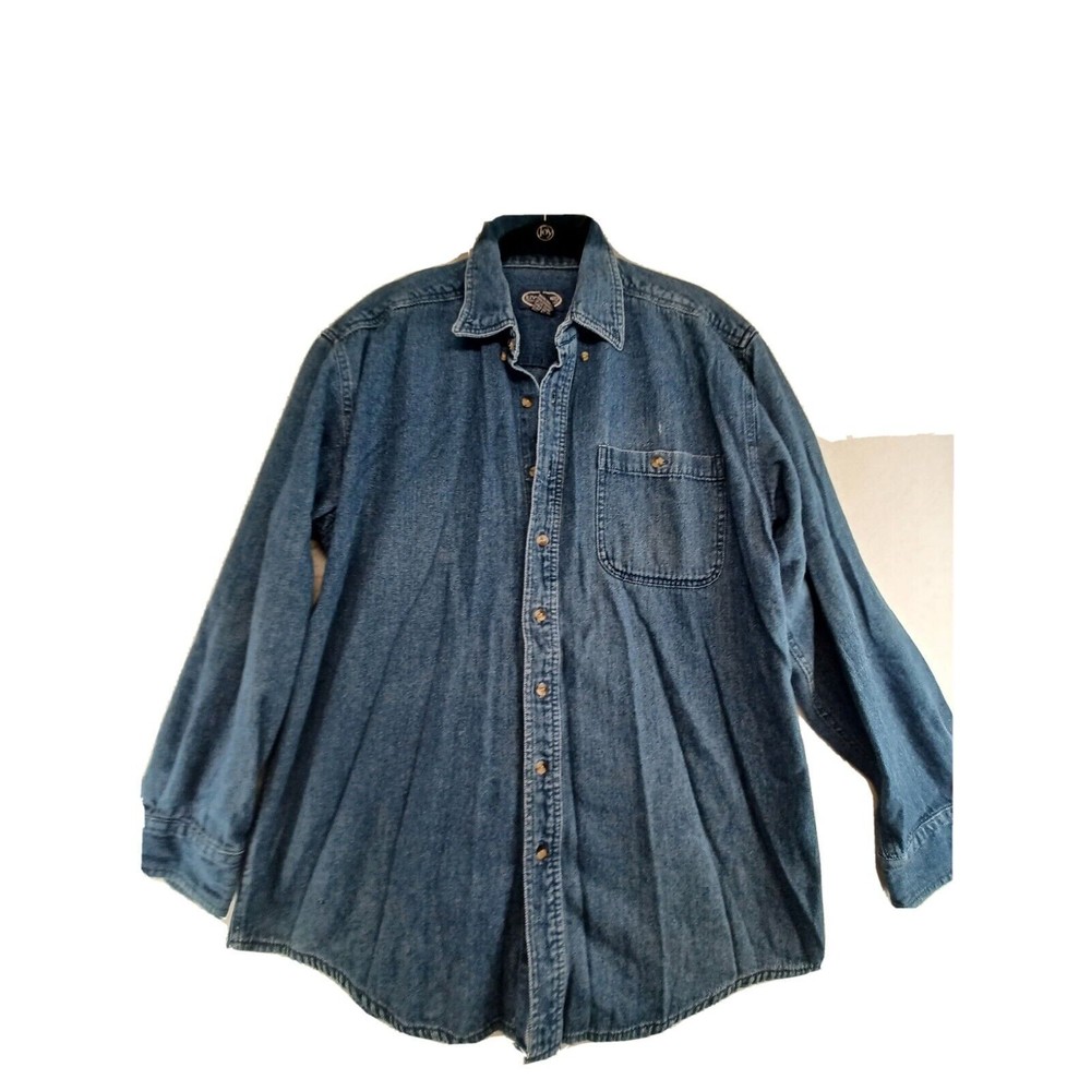 Rivers End Denim Shirt Men's Medium Blue Long Sleeve Button-Down 100% Cotton